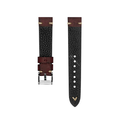 Coffee Croc Grain Embossed Leather Strap