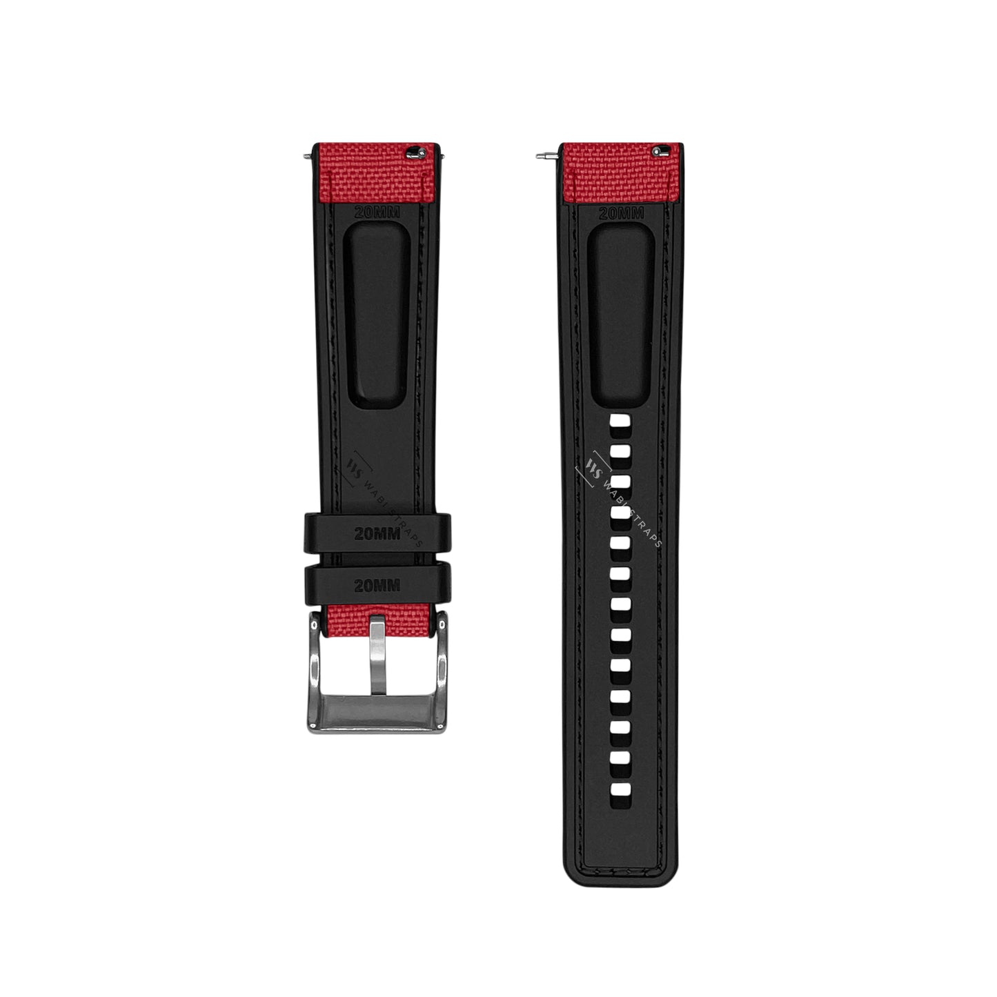 Red Canvas Rubber Hybrid Strap