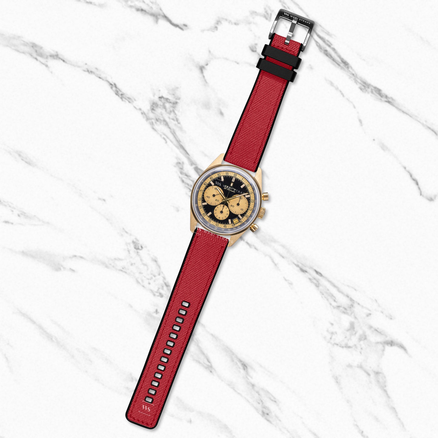 Red Canvas Rubber Hybrid Strap