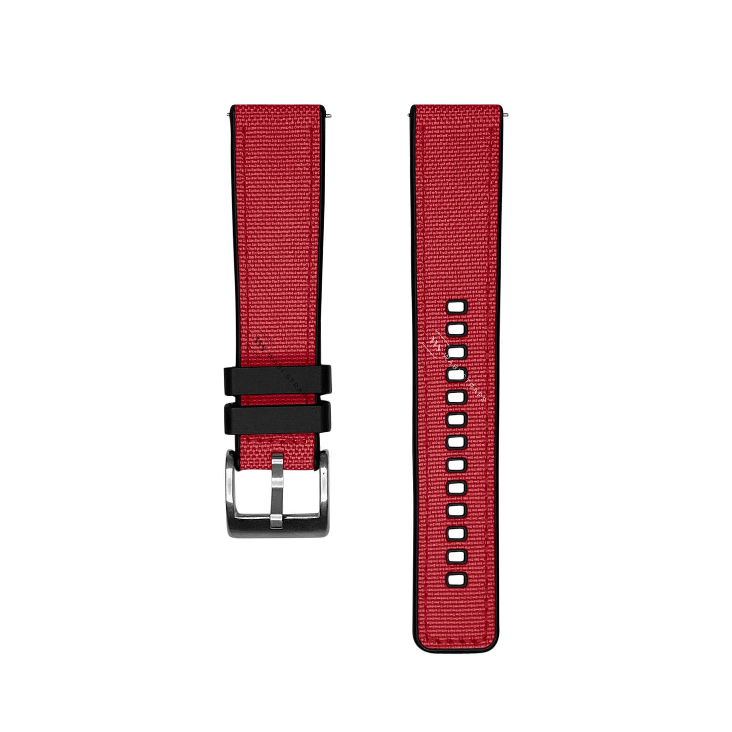 Red Canvas Rubber Hybrid Strap