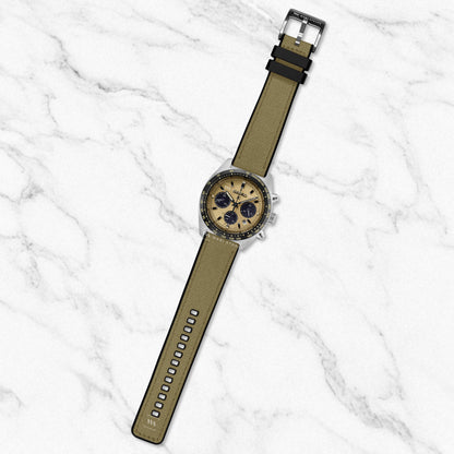 Beige Canvas Rubber Hybrid Strap