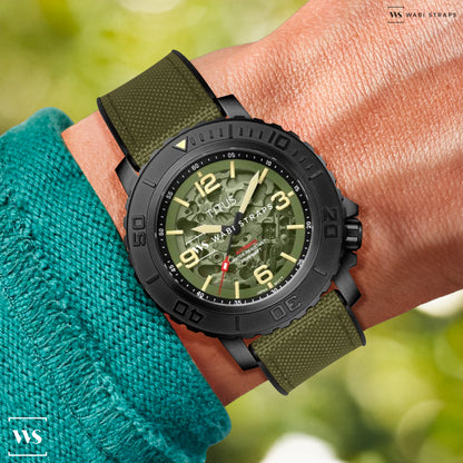 Green Canvas Rubber Hybrid Strap