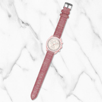 Pink Denim Leather Hybrid Strap