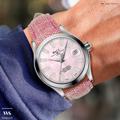 Pink Denim Leather Hybrid Strap