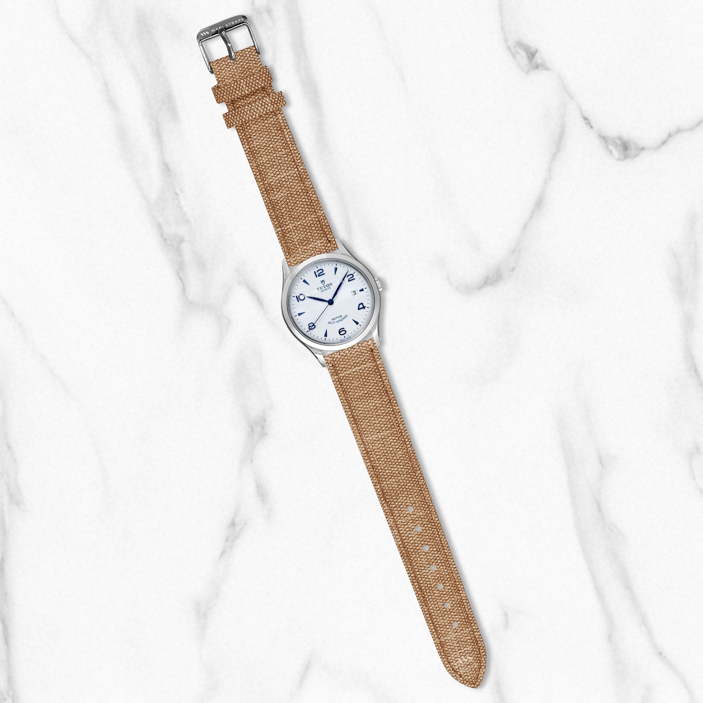 Tan Denim Leather Hybrid Strap