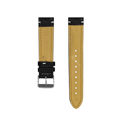 Black-White Double Ridged Leather Strap