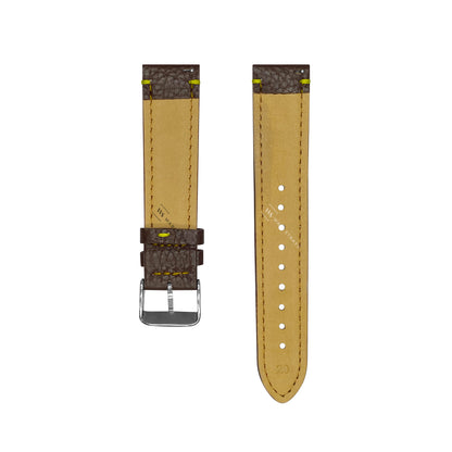 Coffee-Yellow Double Ridged Leather Strap