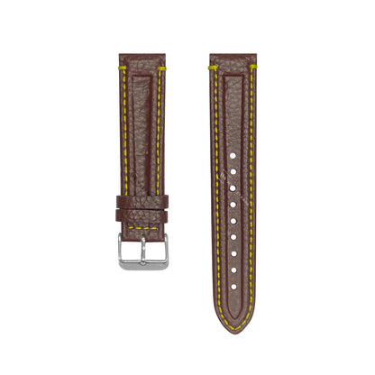 Coffee-Yellow Double Ridged Leather Strap