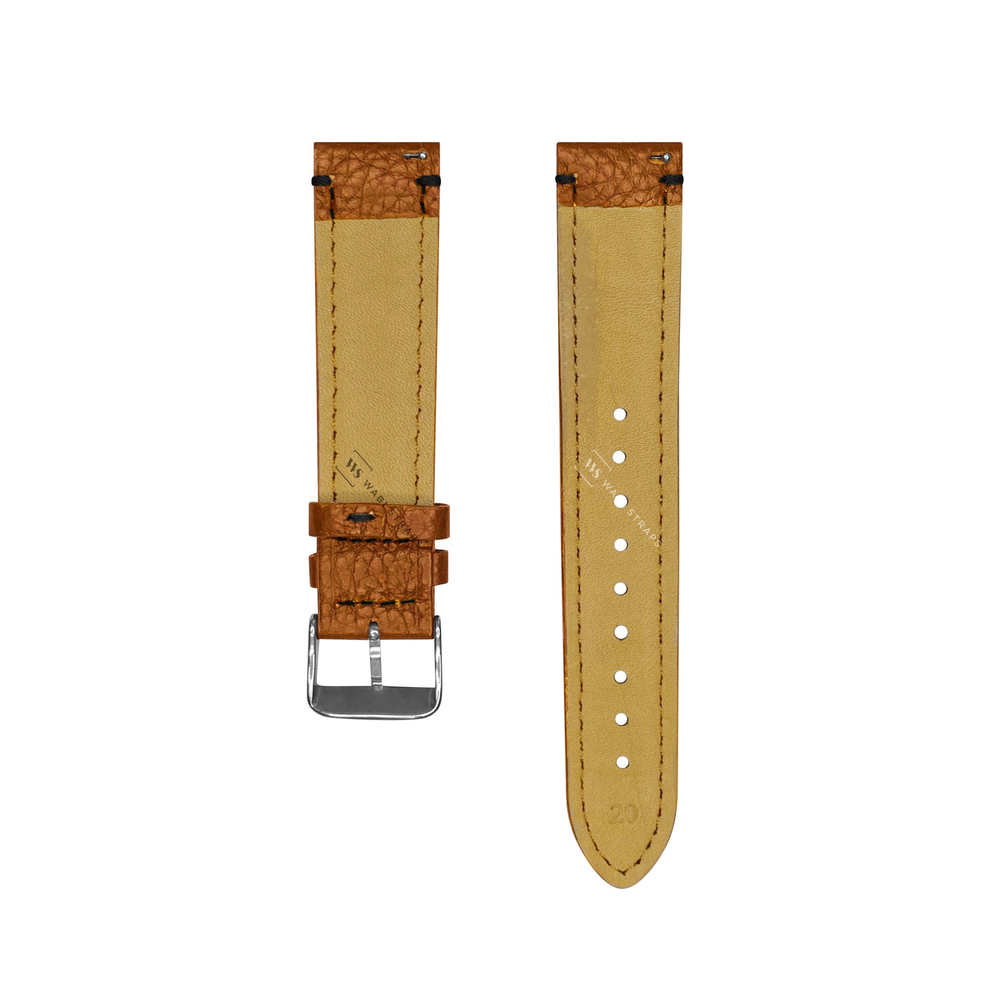 Brown-Black Double Ridged Leather Strap