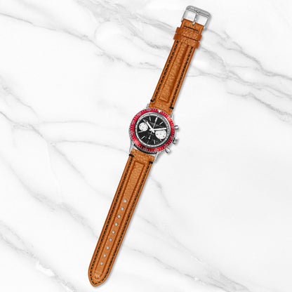 Brown-Black Double Ridged Leather Strap