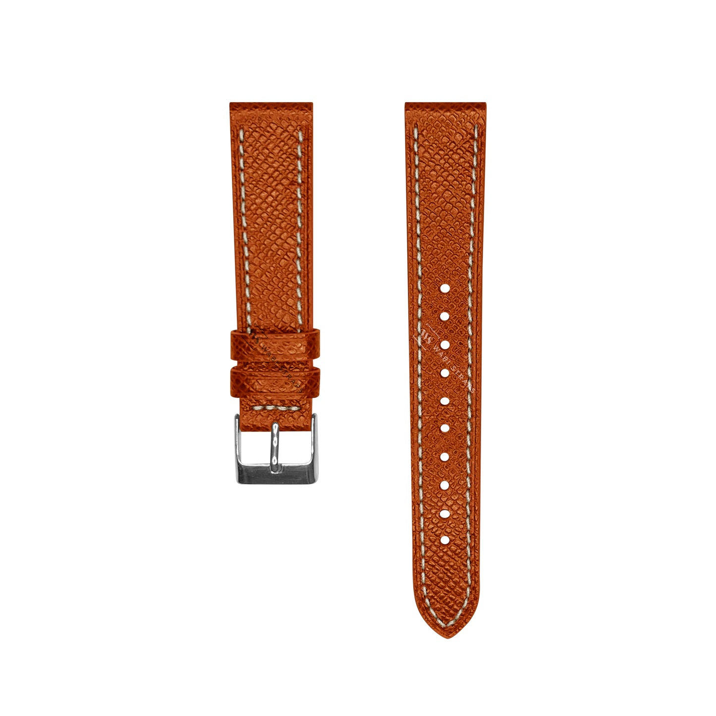 Orange Epsom Pebbled Texture Leather Strap