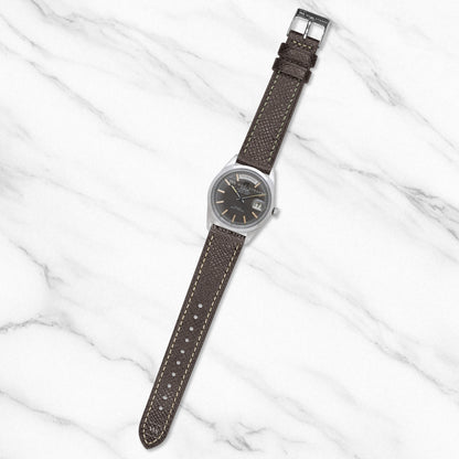 Grey Epsom Pebbled Texture Leather Strap