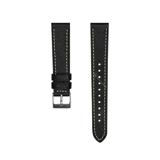 Black Epsom Pebbled Texture Leather Strap