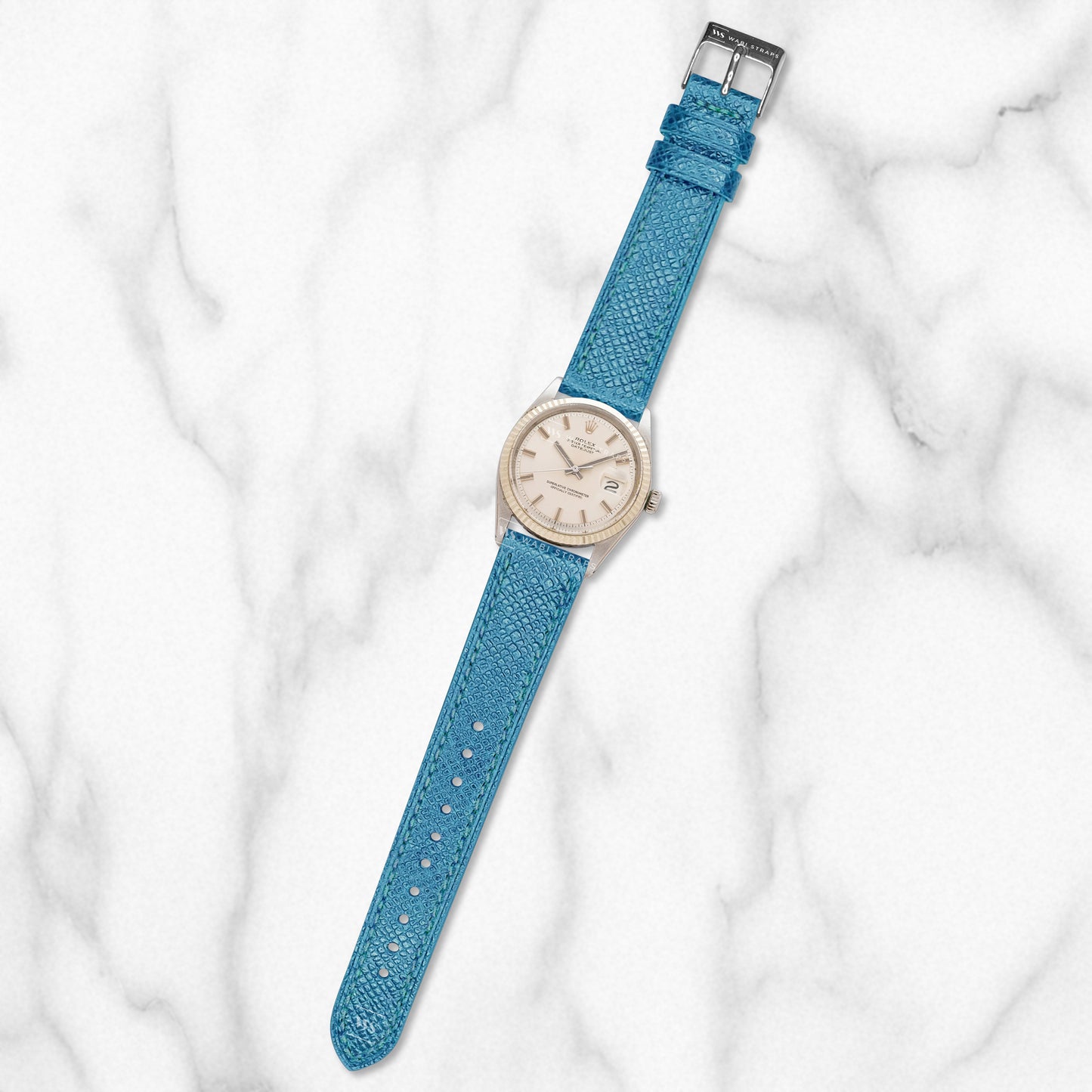 Baby Blue Epsom Pebbled Texture Leather Strap