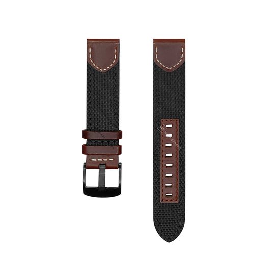 Black Fabric Leather Hybrid Strap