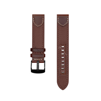 Brown Fabric Leather Hybrid Strap