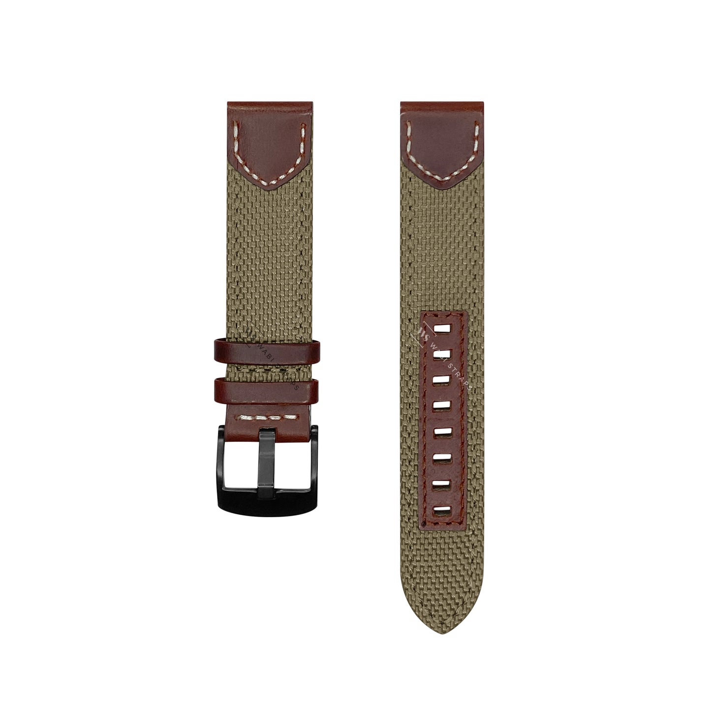 Green Fabric Leather Hybrid Strap