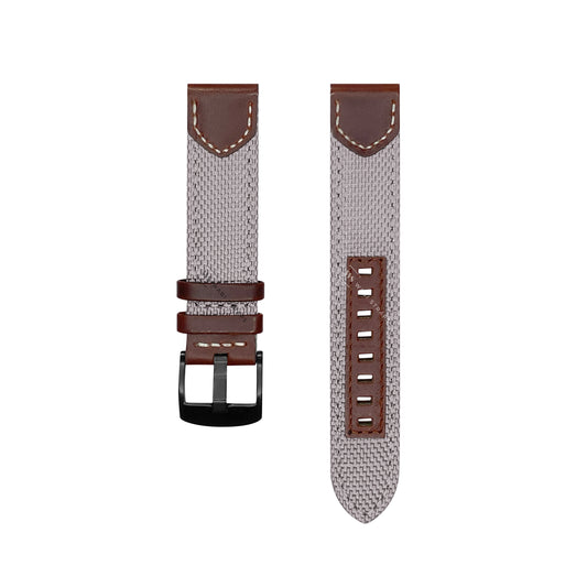 Grey Fabric Leather Hybrid Strap