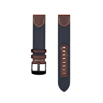 Blue Fabric Leather Hybrid Strap