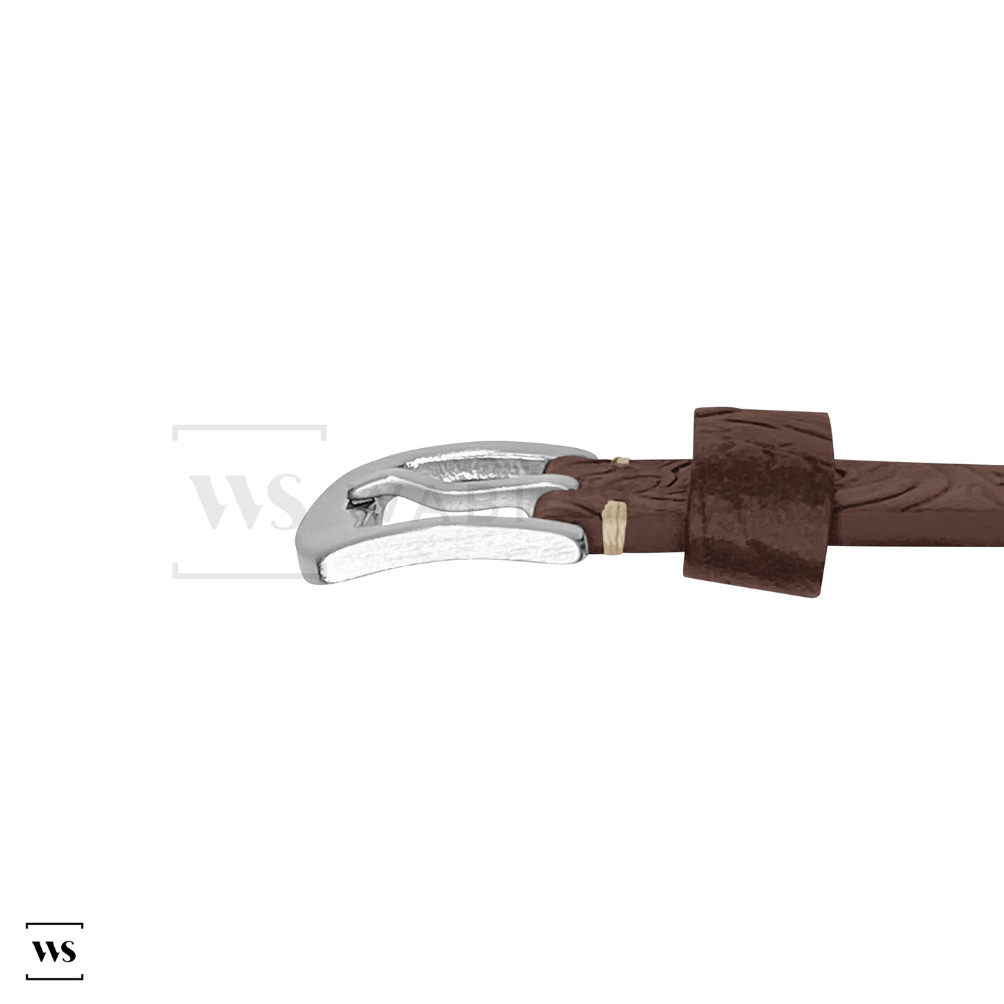 Brown Floral Pattern Embossed Leather Strap