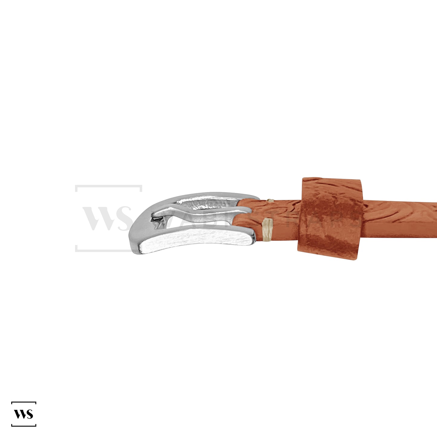 Tan Floral Pattern Embossed Leather Strap