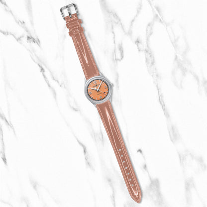 Peach Glossy Smooth Leather Strap