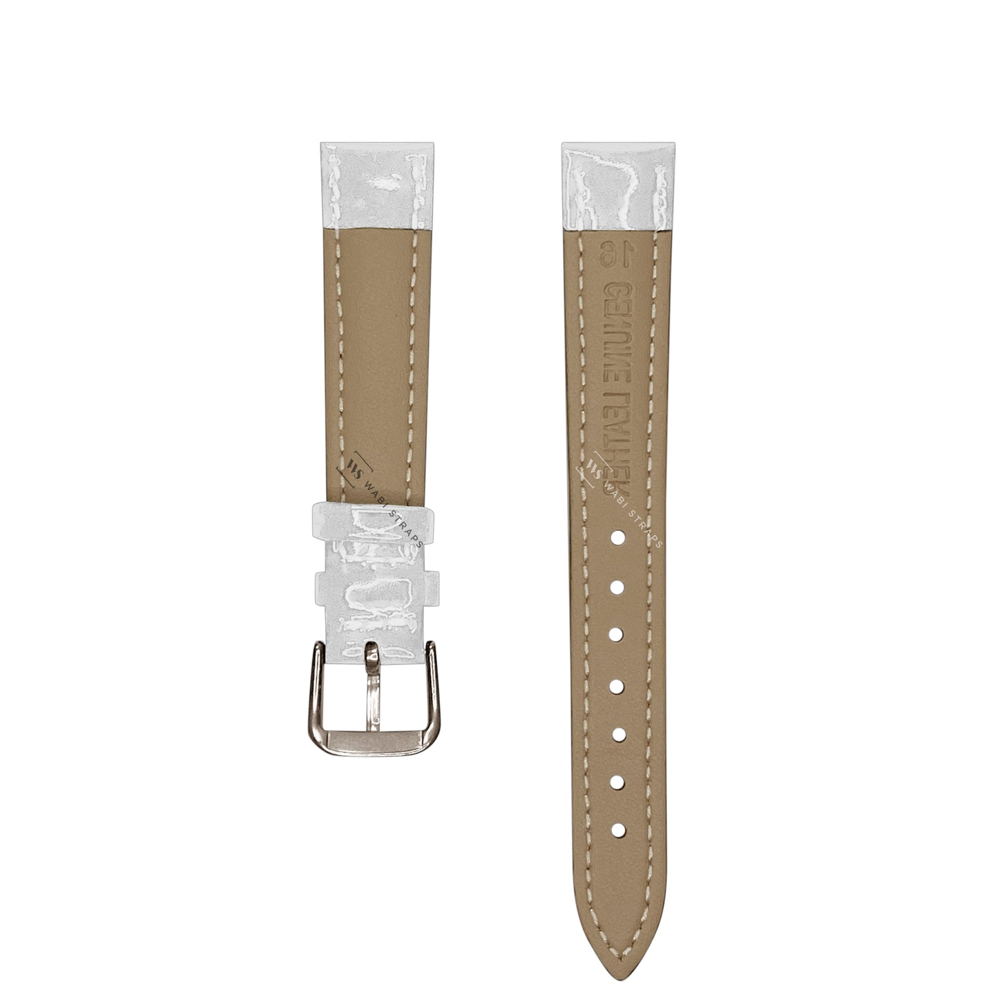 White Glossy Smooth Leather Strap