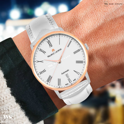 White Glossy Smooth Leather Strap