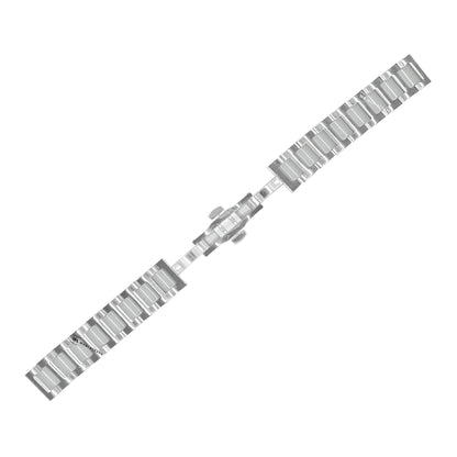 Silver & White H-link Flat Butterfly Metal Bracelet