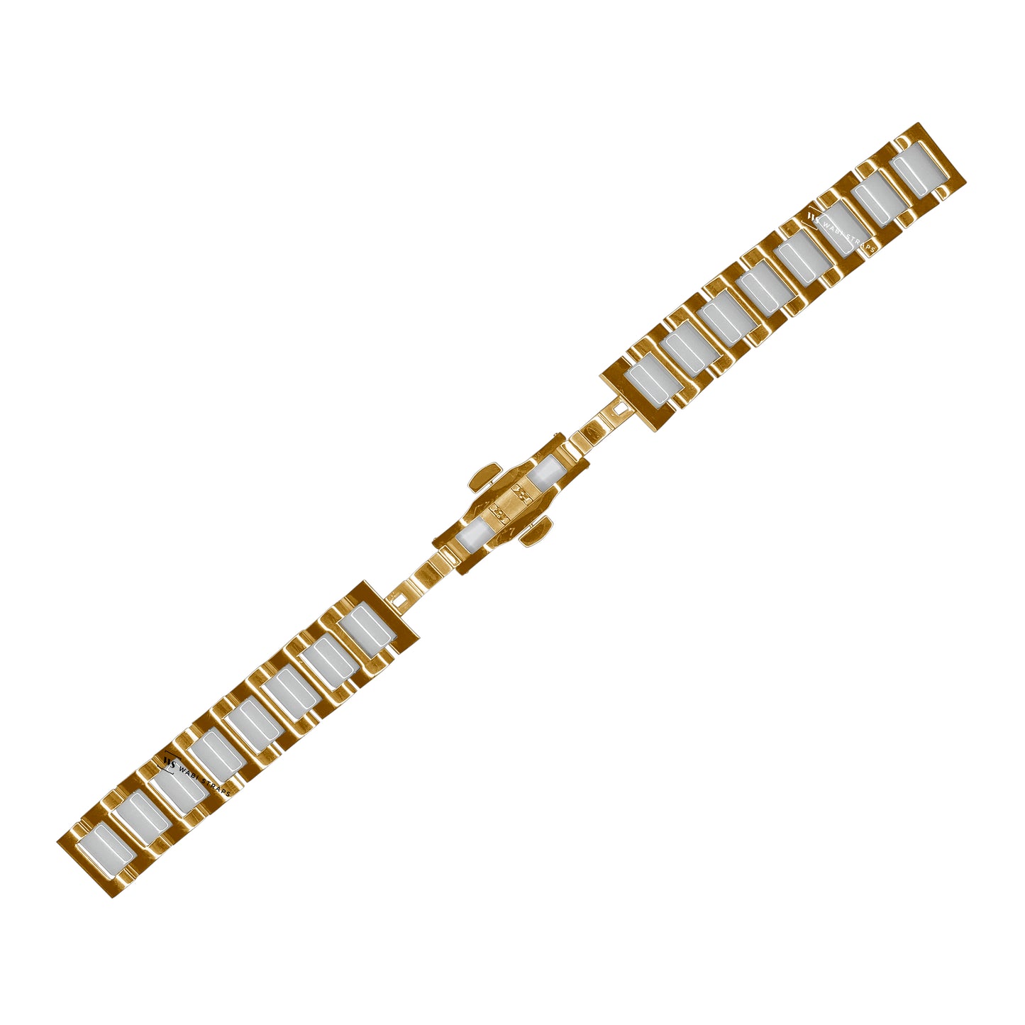 Gold & White H-link Flat Butterfly Metal Bracelet