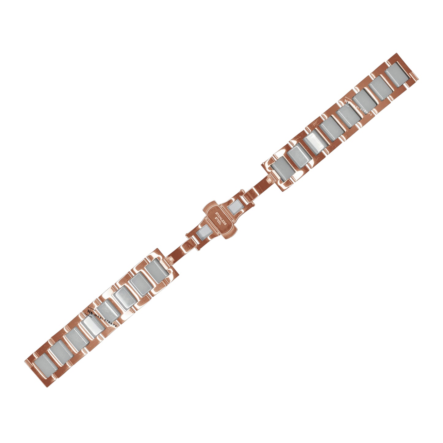 Rose Gold & White H-link Flat Butterfly Metal Bracelet