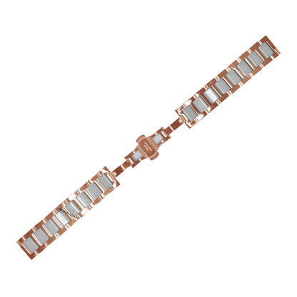 Rose Gold & White H-link Flat Butterfly Metal Bracelet