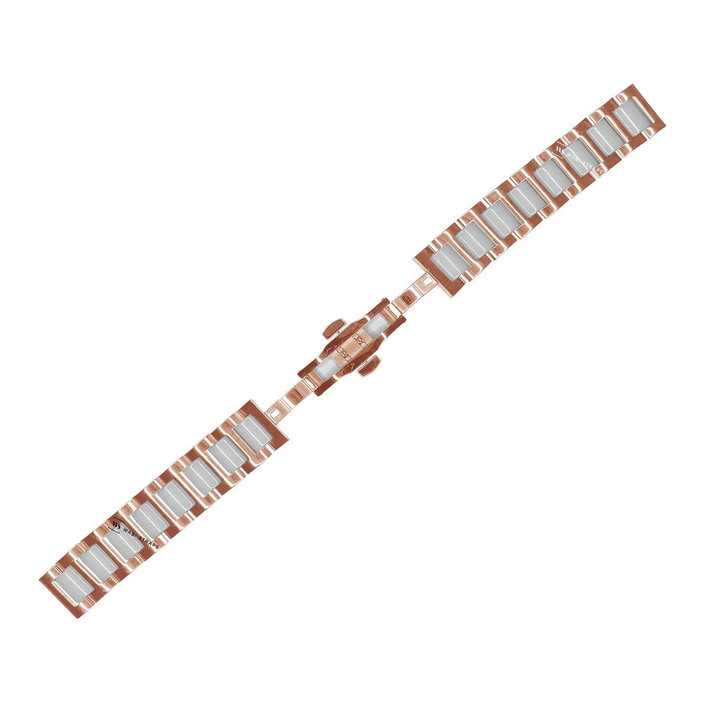 Rose Gold & White H-link Flat Butterfly Metal Bracelet