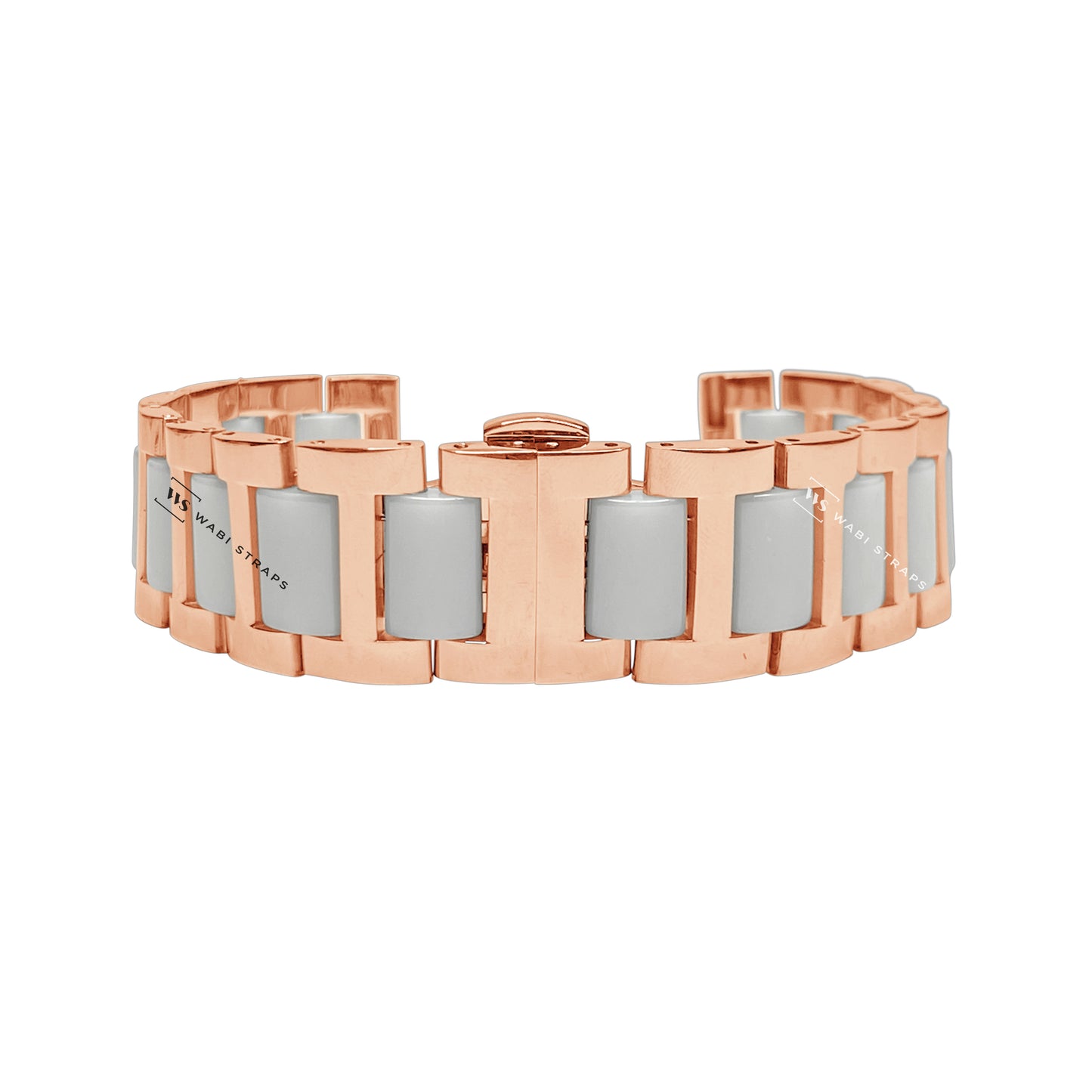 Rose Gold & White H-link Flat Butterfly Metal Bracelet