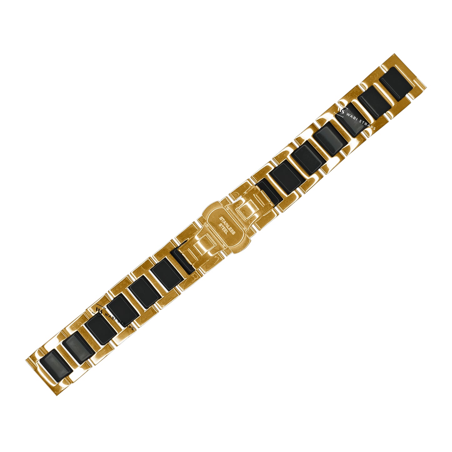 Gold & Black H-link Flat Butterfly Metal Bracelet