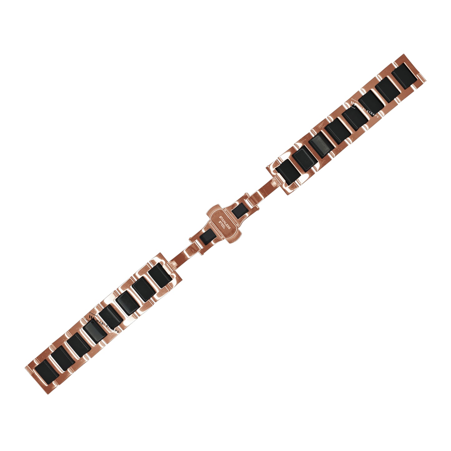 Rose Gold & Black H-link Flat Butterfly Metal Bracelet