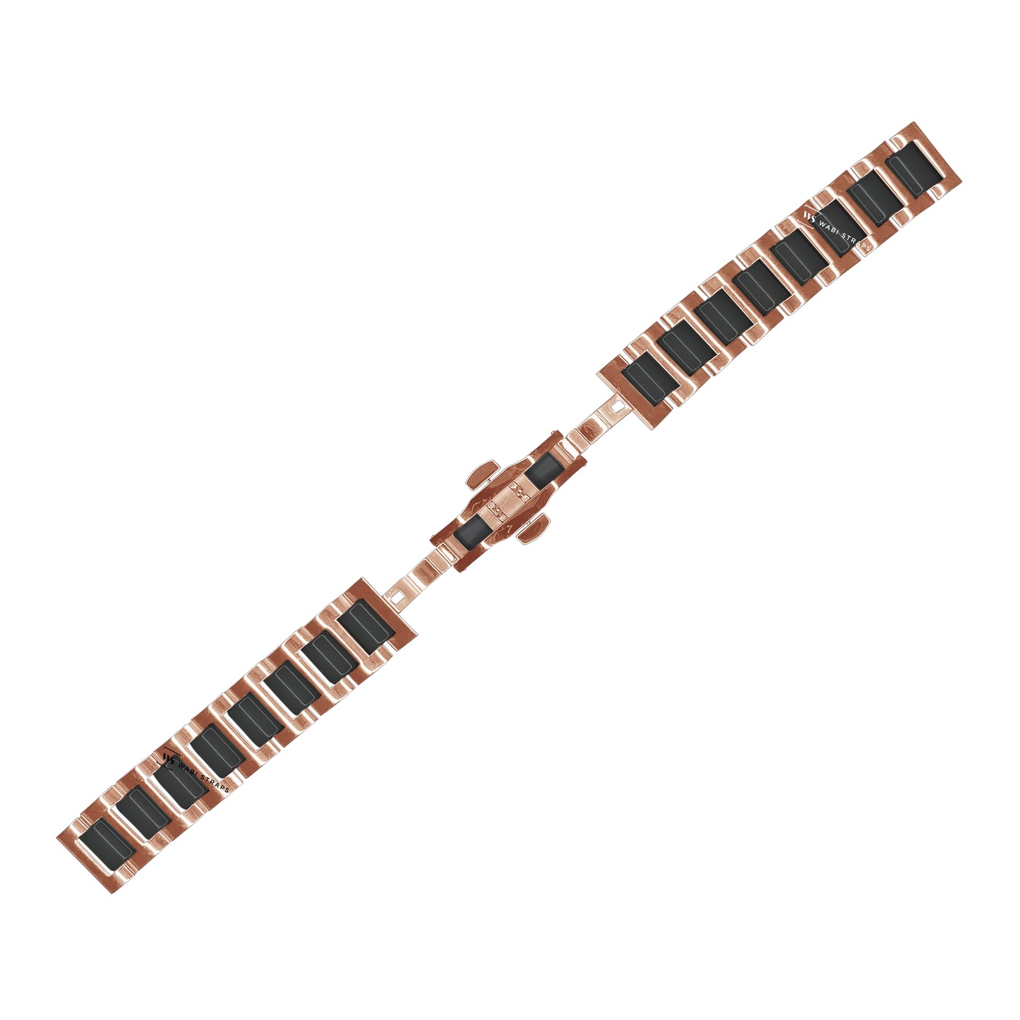 Rose Gold & Black H-link Flat Butterfly Metal Bracelet