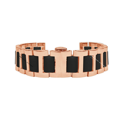 Rose Gold & Black H-link Flat Butterfly Metal Bracelet