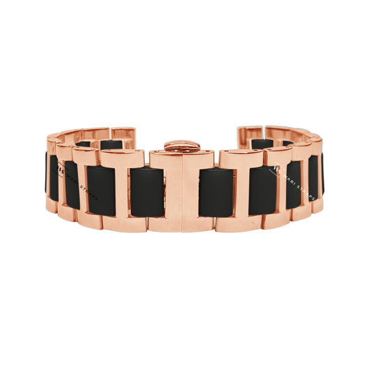 Rose Gold & Black H-link Flat Butterfly Metal Bracelet