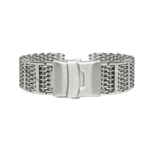 Silver H-Link Shark Mesh Extended Metal Bracelet