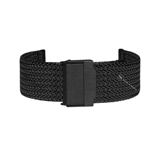 Black Herringbone Mesh Weave Metal Bracelet