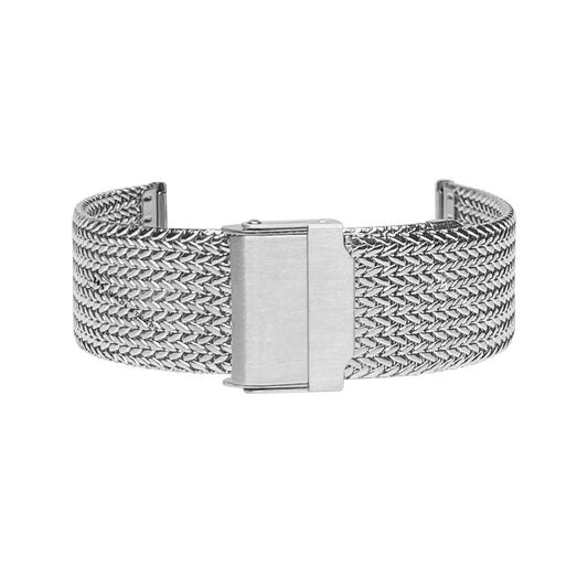 Silver Herringbone Mesh Weave Metal Bracelet