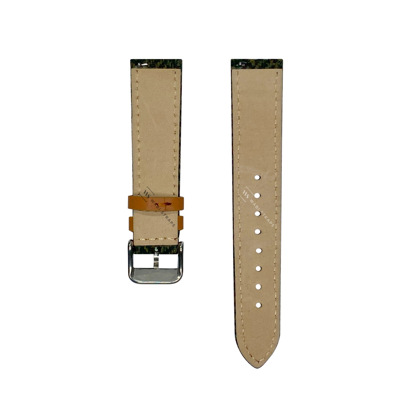 Army Green Tweed/Herringbone Leather Strap