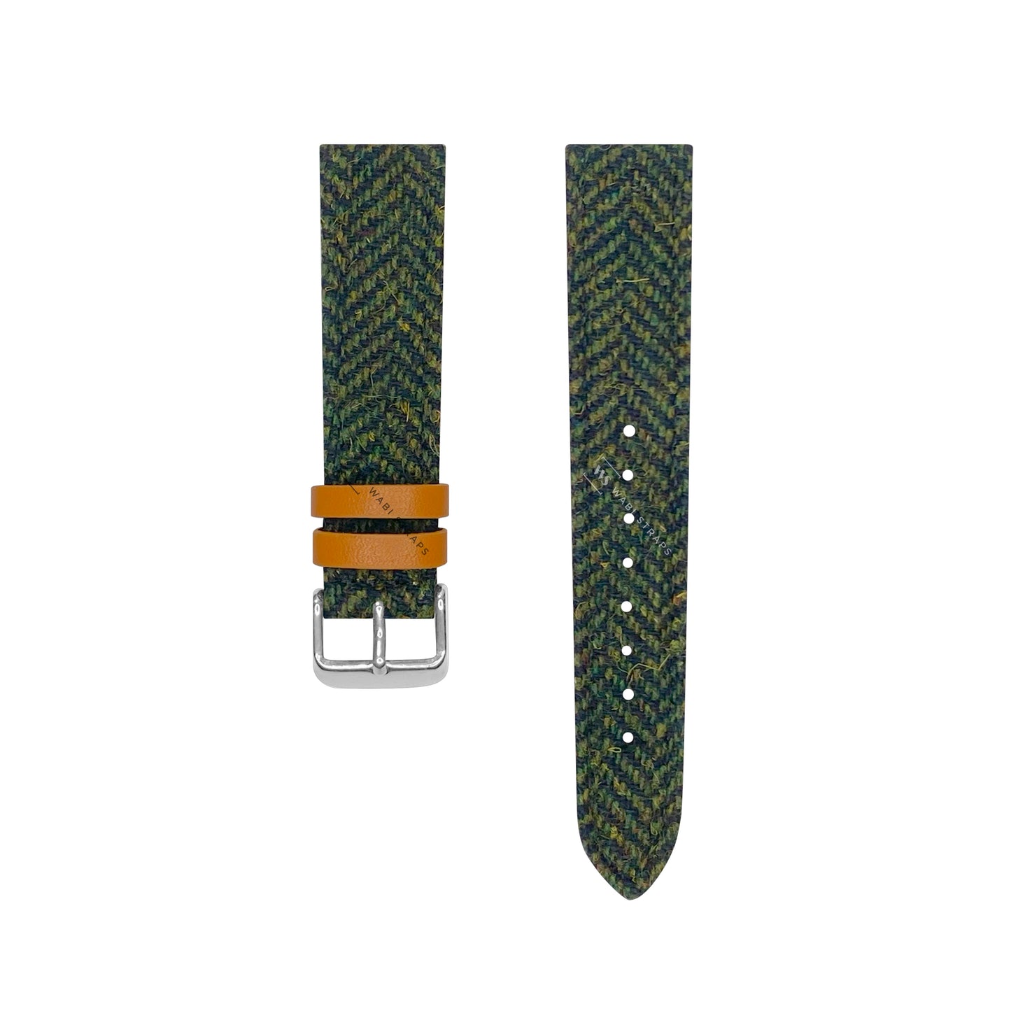 Army Green Tweed/Herringbone Leather Strap