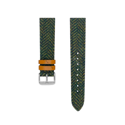 Army Green Tweed/Herringbone Leather Strap