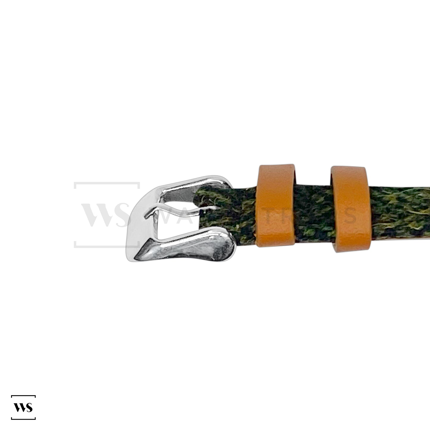 Army Green Tweed/Herringbone Leather Strap