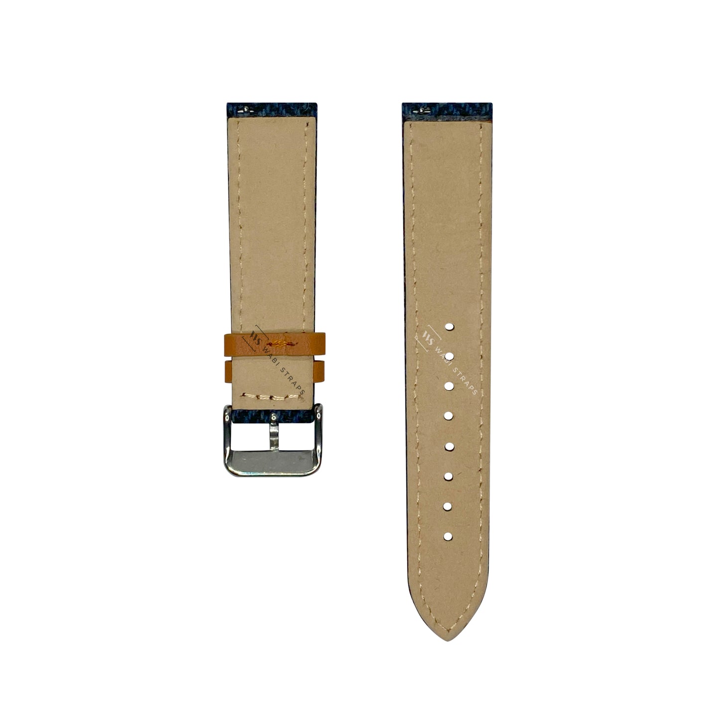 Navy Tweed/Herringbone Leather Strap