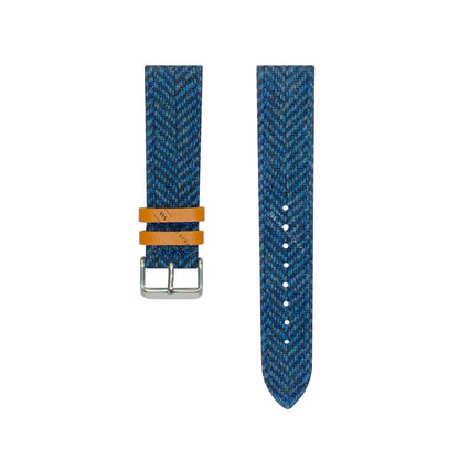 Navy Tweed/Herringbone Leather Strap