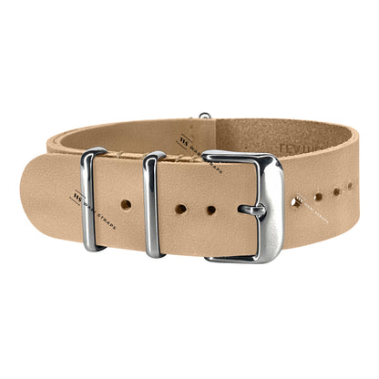 Beige Crazy Horse Leather One-Piece Watch Strap