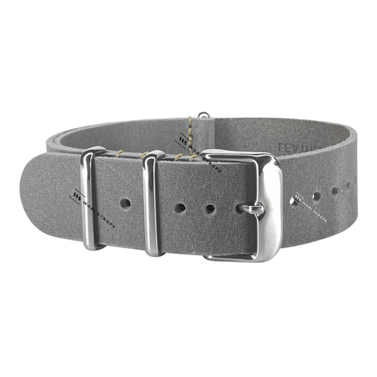 Grey Crazy Horse Leather One-Piece Watch Strap